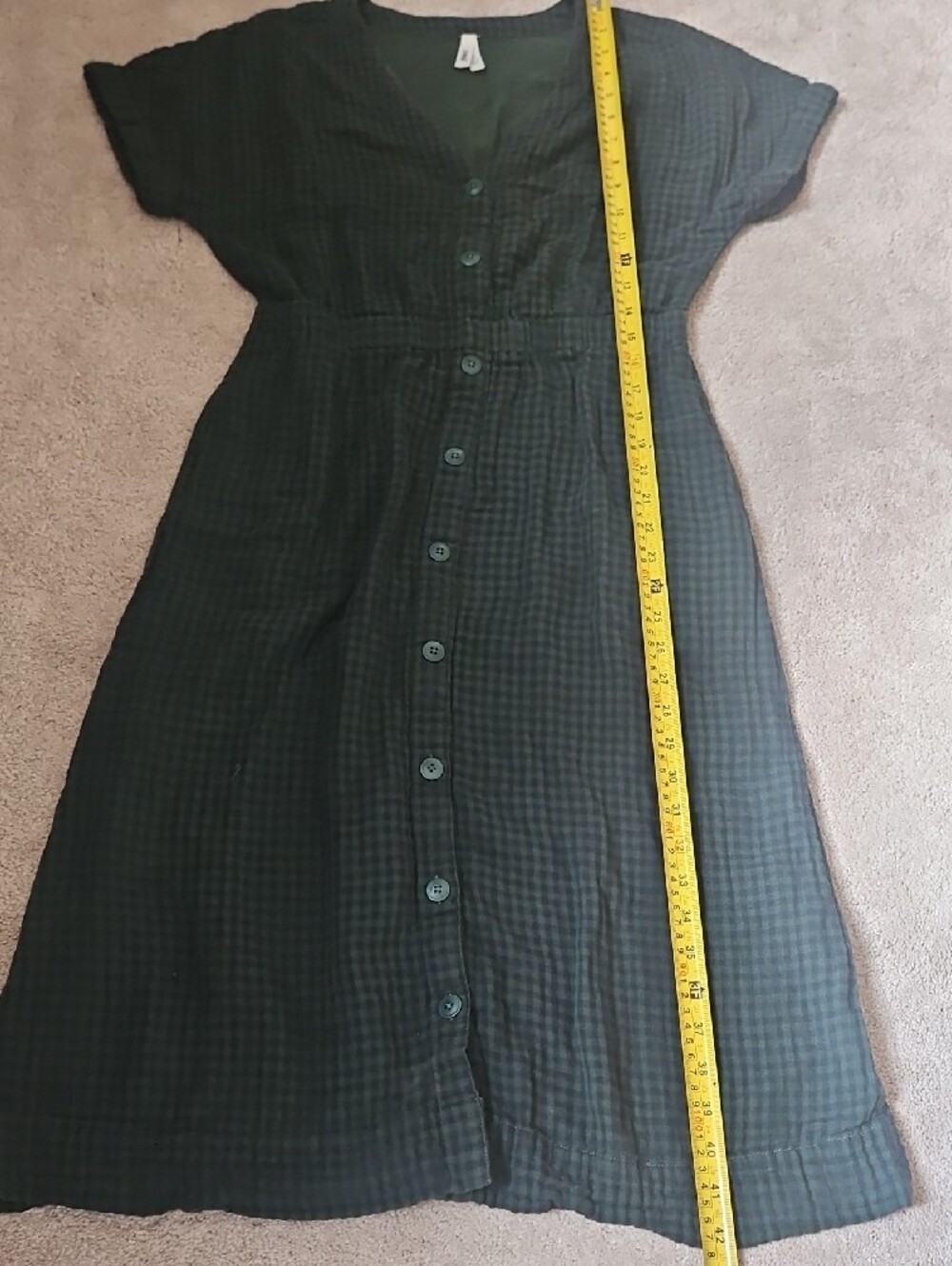 Pact Dark Green Check Button-Front Midi Dress - Picture 7 of 12